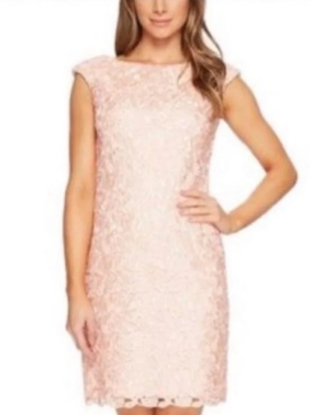 RALPH LAUREN!! Women's Blush Pink Lace Sheath Dress! Quality! Size 6